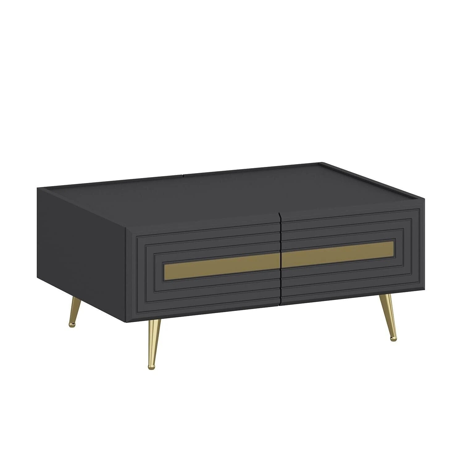 Couchtisch José 90 × 64 cm – Anthrazit/Gold
