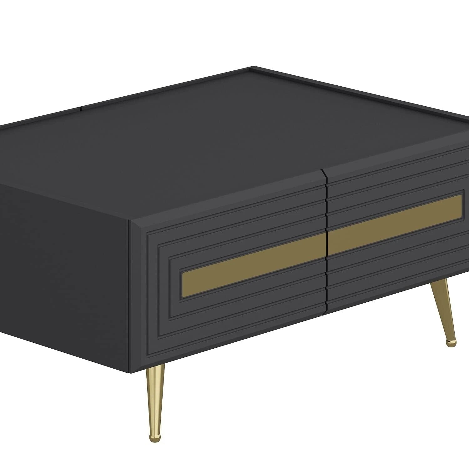 Couchtisch José 90 × 64 cm – Anthrazit/Gold