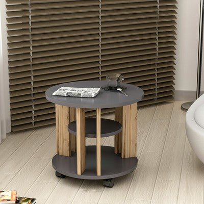 Beistelltisch rund 50 cm Fichte-Alpin Anthrazit Couchtisch Tisch        Alkmar 1
