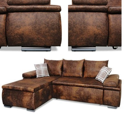 Design Couchgarnitur Vintage Schlaffunktion Sofa Couch Wohnlandschaft Li o. Re .
