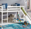 Kinderbett Hochbett mit rutsche Leiter Hochbett Spielbett Roll Lattenrost  Weiss