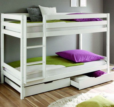 Etagenbett Weiss Hochbett Schublade Massiv Stockbett 90 x 200 cm Bett Kinderbett