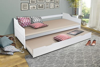 Bett 90x200 Funktionsbett Massiv Weiss Klappbett/Gästebett  Jugendbett Weiss