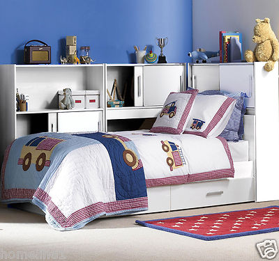 Jugendzimmer Bett Schrank Funktionsbett Kombibett weiss Jugendbett Stauraumbett