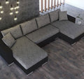 Couchgarnitur Eckcouch Wohnlandschaft XXL Schwarz / Grau Bettkasten Bettfunktion