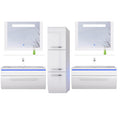 150 cm Badmöbel Set Weiss Hochglanz Kopmplett Badezimmermöbel 9 Teilig LED Bad
