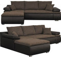 Design Couchgarnitur Braun  Schlaffunktion Sofa Eck Sofa Wohnlandschaft Li o Re