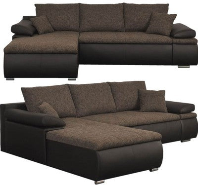 Design Couchgarnitur Braun  Schlaffunktion Sofa Eck Sofa Wohnlandschaft Li o Re