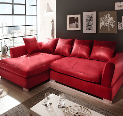 Design Couchgarnitur Rot Big K Leder Sofa Eck Sofa Wohnlandschaft Megasofa Links