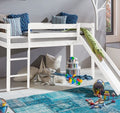 Kinderbett Hochbett mit rutsche Leiter Hochbett Spielbett Kiefer Massiv  Weiss.
