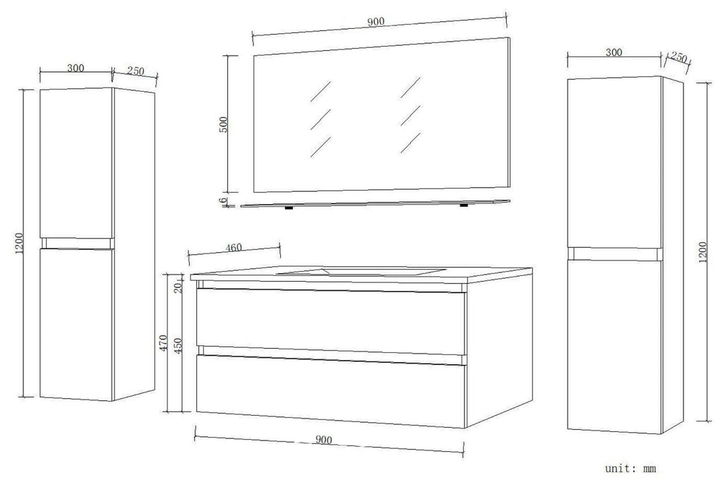 Badmöbel  Set Weiß Hochglanz 6 Teilig Badezimmermöbel 60 cm  90 cm 120 Dennis T