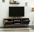 TV Lowboard 120 x 30 cm Walnuss / Anthrazit Grau Board Möbel Fernseher Horuz 1