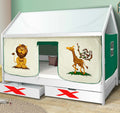 Hausbett Safari Kinderbett Massiv Hochbett Spielbett Jugendbett 90x200 cm  Bett