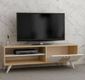 TV Lowboard 138 cm Ahorn Nachbildung Weiß Fernsehtisch Möbel Kommode Hemera 1