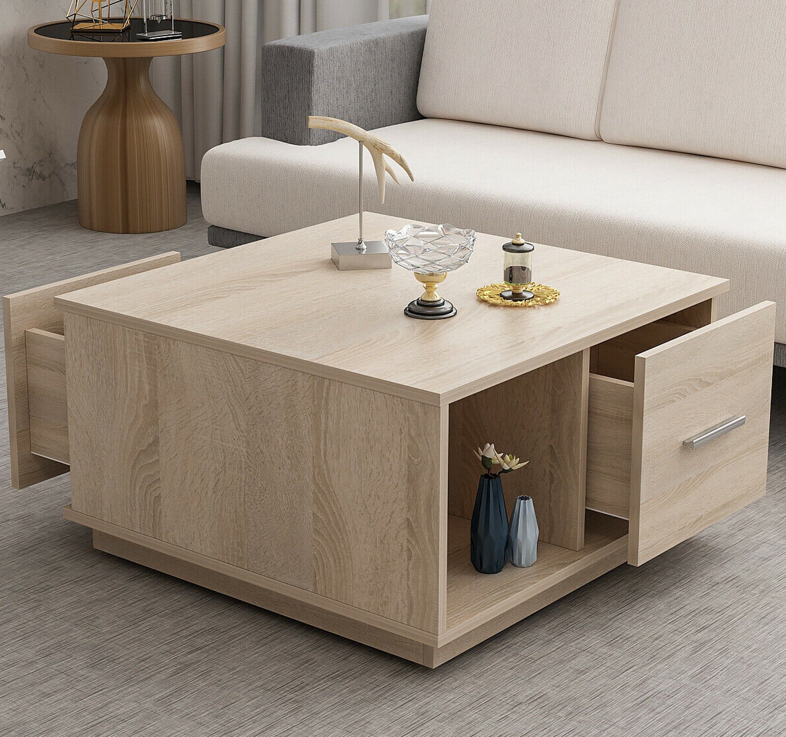 Couchtisch 75x75 Sonoma Eiche Nachbildung Tisch Wohnzimmertisch Tisch Hemera 2