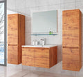 Badmöbel Set Eiche Badezimmermöbel Hochschrank Waschtisch Spiegel Bad 6Teilig.