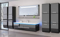 Badmöbel Set Schwarz 240 cm Hochglanz Waschbecken Spiegel Komplett BadLed System