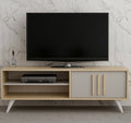 TV Lowboard 138 cm Ahorn Grau Fernsehtisch Möbel Schrank Kommode Board Hemera 1
