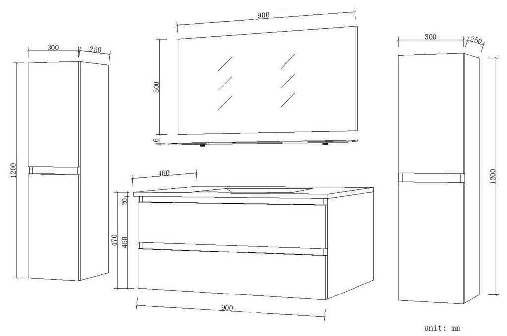 Badmöbel Set Eiche Weiß Badezimmermöbel Hochschrank Waschtisch Spiegel 60 90 120