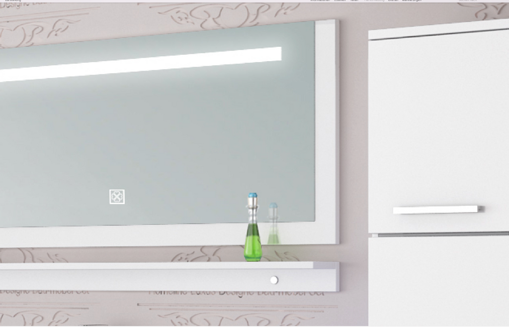 Badmöbel Set Weiss 240 cm Hochglanz Waschbecken Spiegel Komplett Bad Led System.