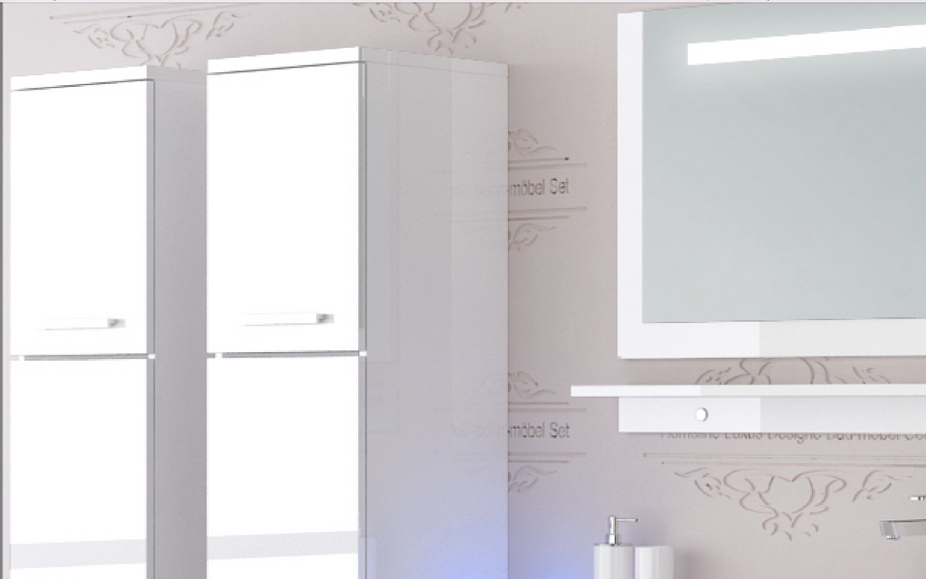 Badmöbel Set Weiss 240 cm Hochglanz Waschbecken Spiegel Komplett Bad Led System.