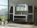 Badmöbel Set Weiss / Marmor Optik Hochglanz Badezimmermöbel 90 cm Luuci