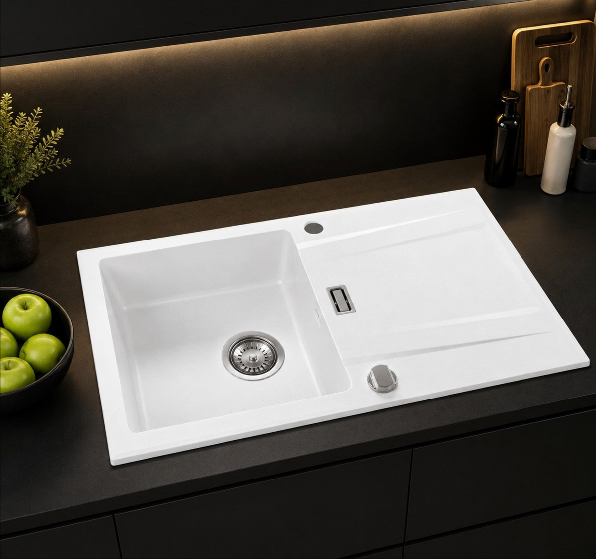 Homeline Granitspüle Sigma – Weiß | 76 × 44 cm