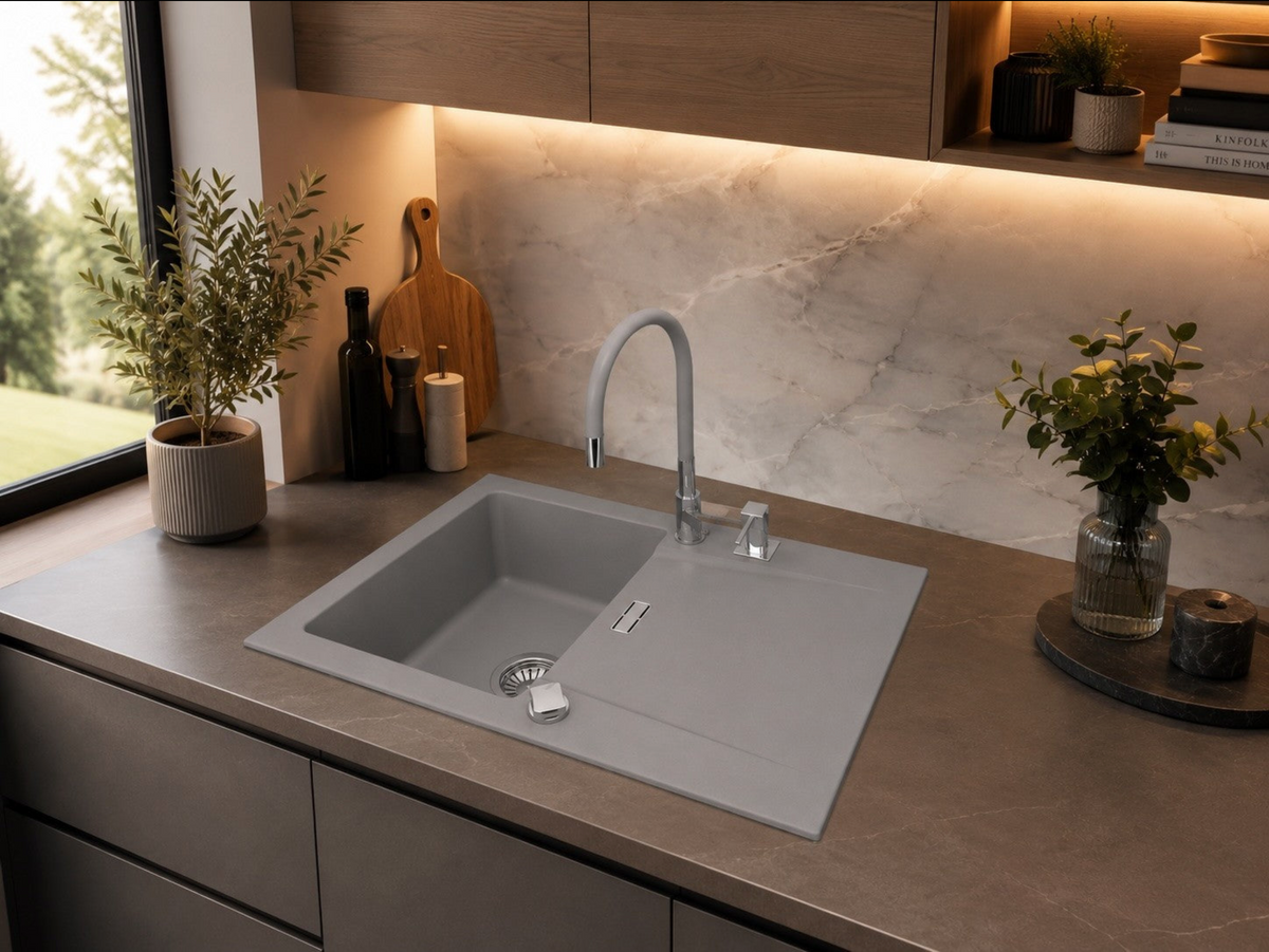 Homeline Granitspüle Sigma – Grau | 76 × 44 cm
