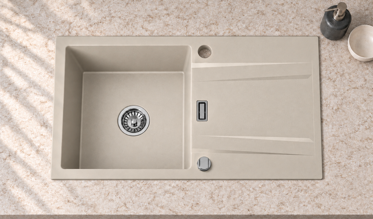 Homeline Granitspüle Sigma – Sandfarbe | 76 × 44 cm