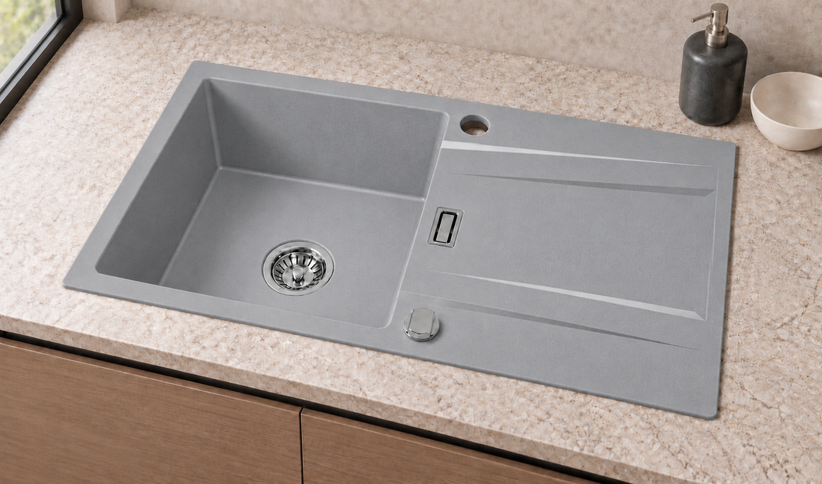Homeline Granitspüle Sigma – Grau | 76 × 44 cm