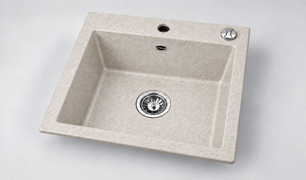 Homeline Granitspüle Zorba – Sandfarbe | 44 × 44 cm