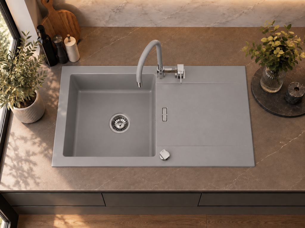 Homeline Granitspüle Sigma – Grau | 76 × 44 cm