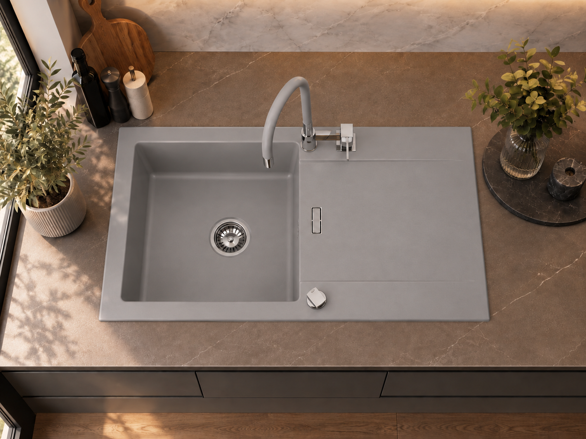 Homeline Granitspüle Sigma – Grau | 76 × 44 cm