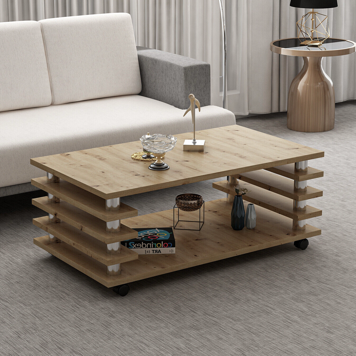 Couchtisch 115x65 cm Wohnzimmer Tisch Artizan Eiche Baarn Tische Beistelltisch 2