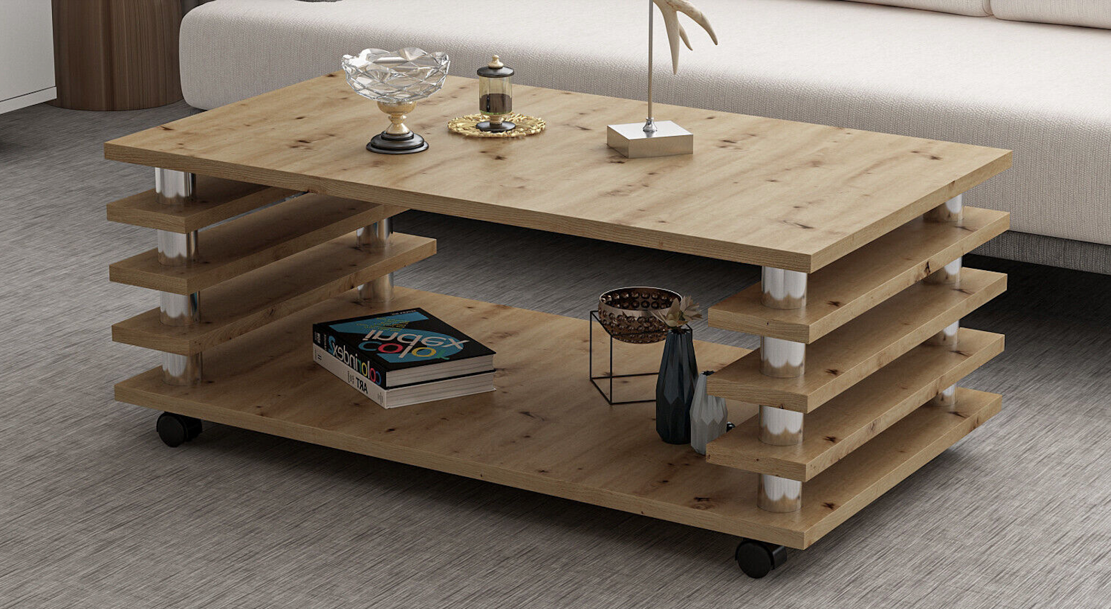 Couchtisch 115x65 cm Wohnzimmer Tisch Artizan Eiche Baarn Tische Beistelltisch 2