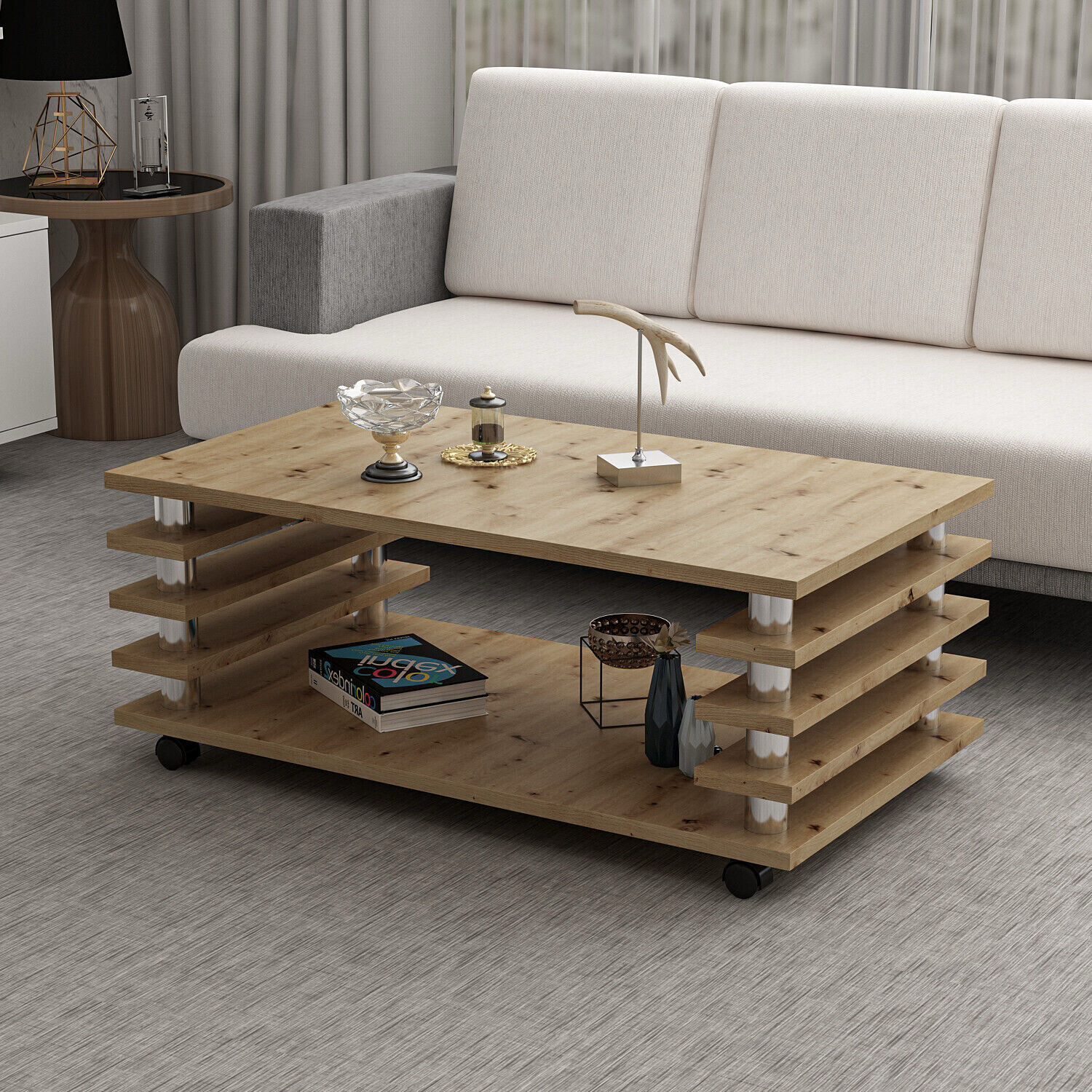 Couchtisch 115x65 cm Wohnzimmer Tisch Artizan Eiche Baarn Tische Beistelltisch 2