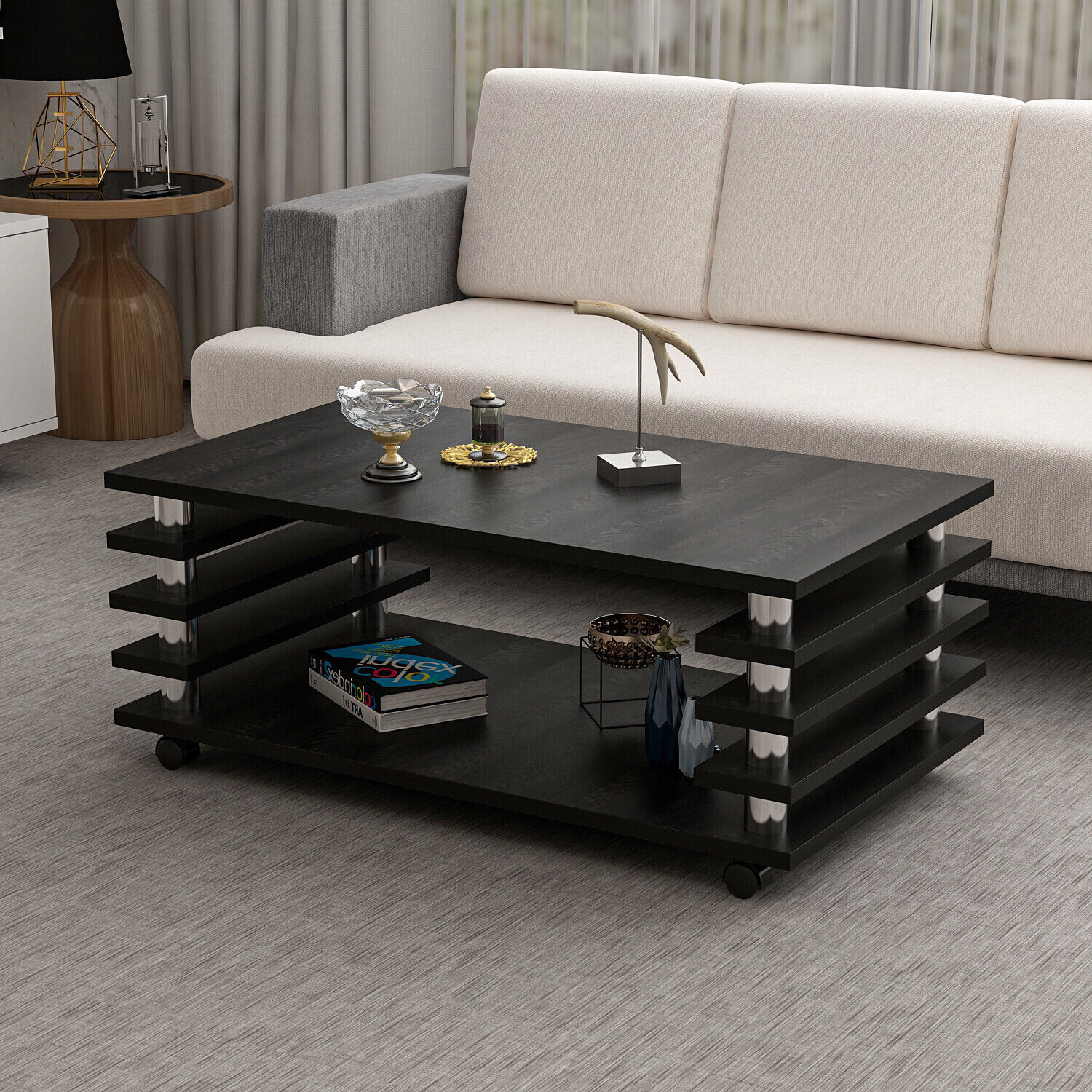 Couchtisch 115x 65 cm Wohnzimmer Tisch Schwarz Baarn Tische Beistelltisch 2