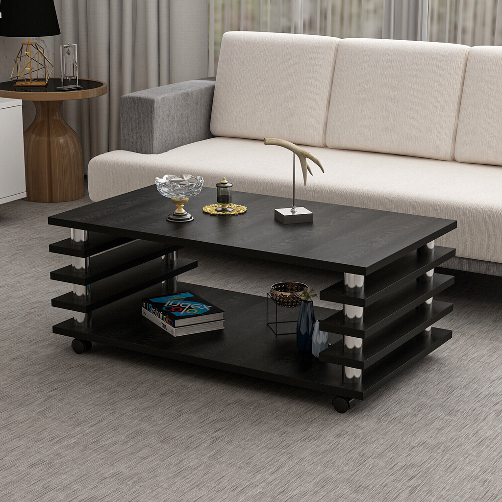 Couchtisch 115x 65 cm Wohnzimmer Tisch Schwarz Baarn Tische Beistelltisch 2