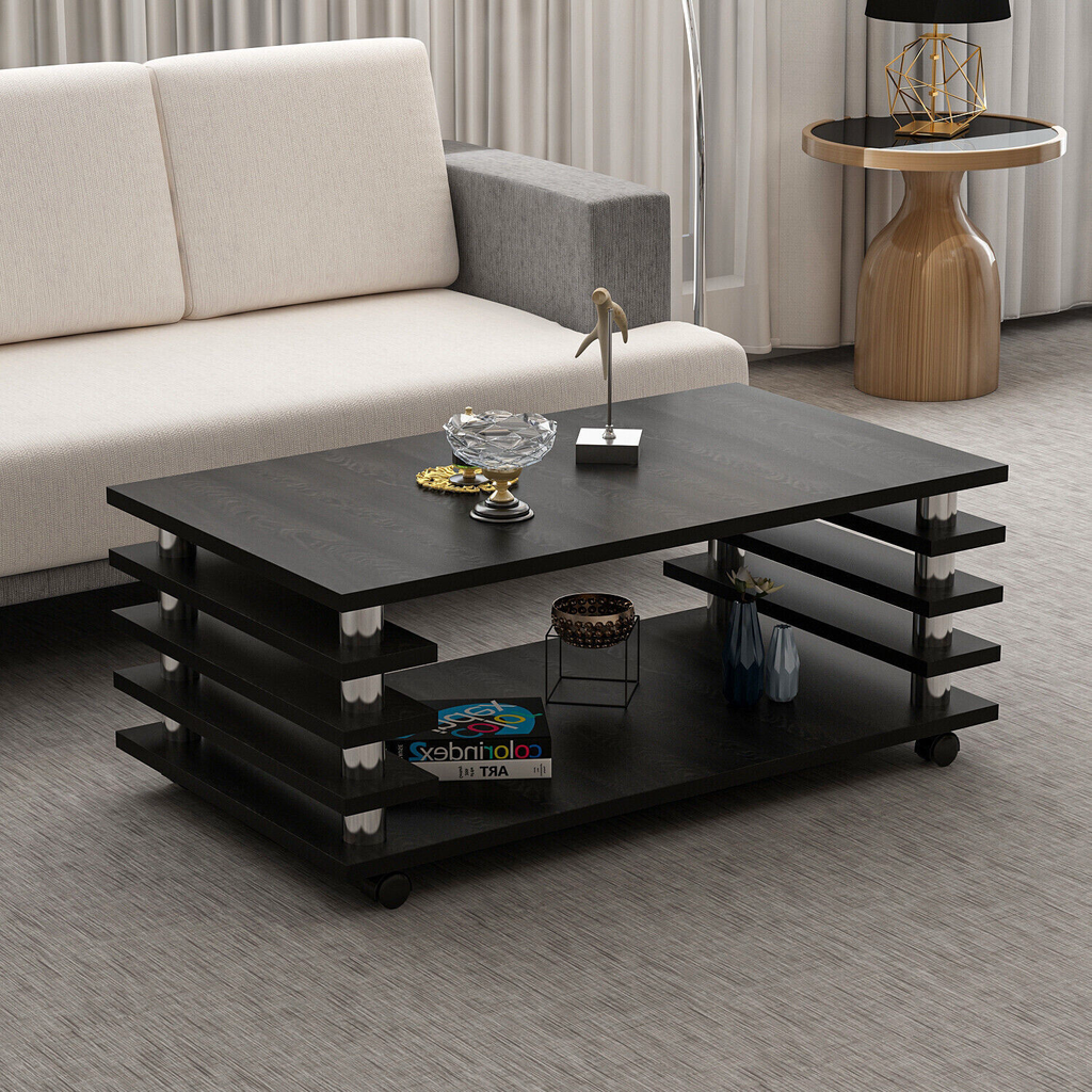 Couchtisch 115x 65 cm Wohnzimmer Tisch Schwarz Baarn Tische Beistelltisch 2