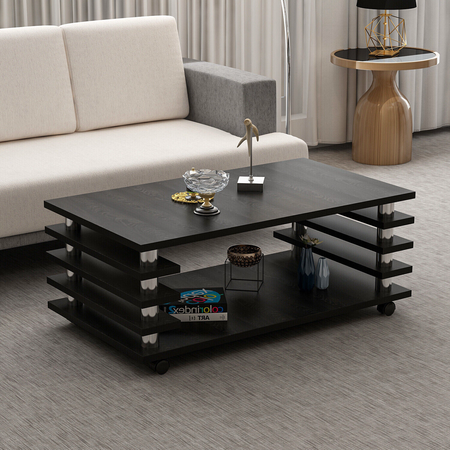 Couchtisch 115x 65 cm Wohnzimmer Tisch Schwarz Baarn Tische Beistelltisch 2