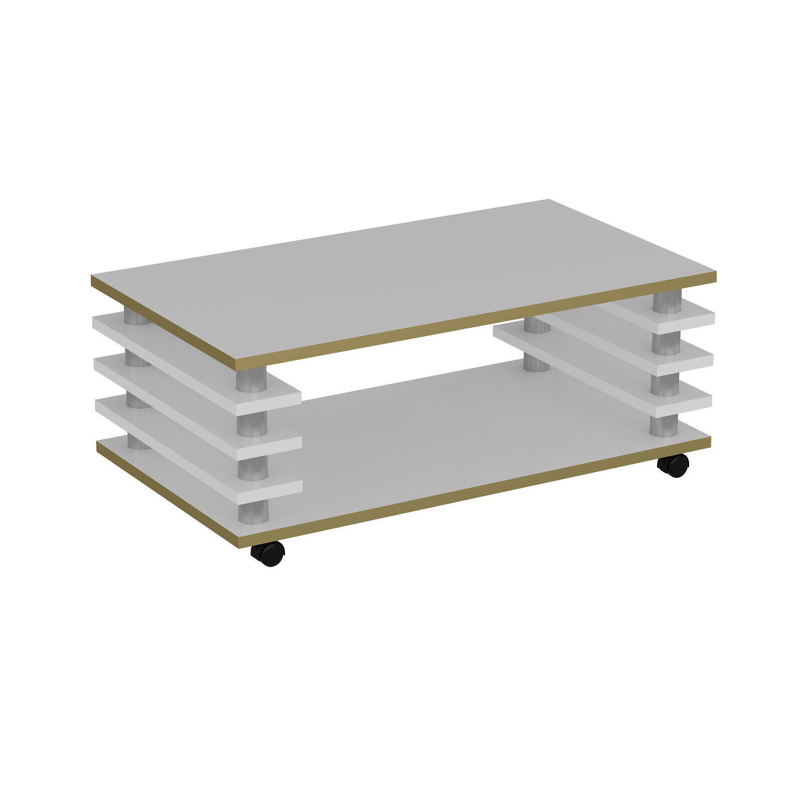 Couchtisch 115x 65 cm Wohnzimmer Tisch Weiß / Gold Baarn Tische Beistelltisch 2
