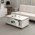 Couchtisch 115x 65 cm Wohnzimmer Tisch Weiß / Gold Baarn Tische Beistelltisch 2