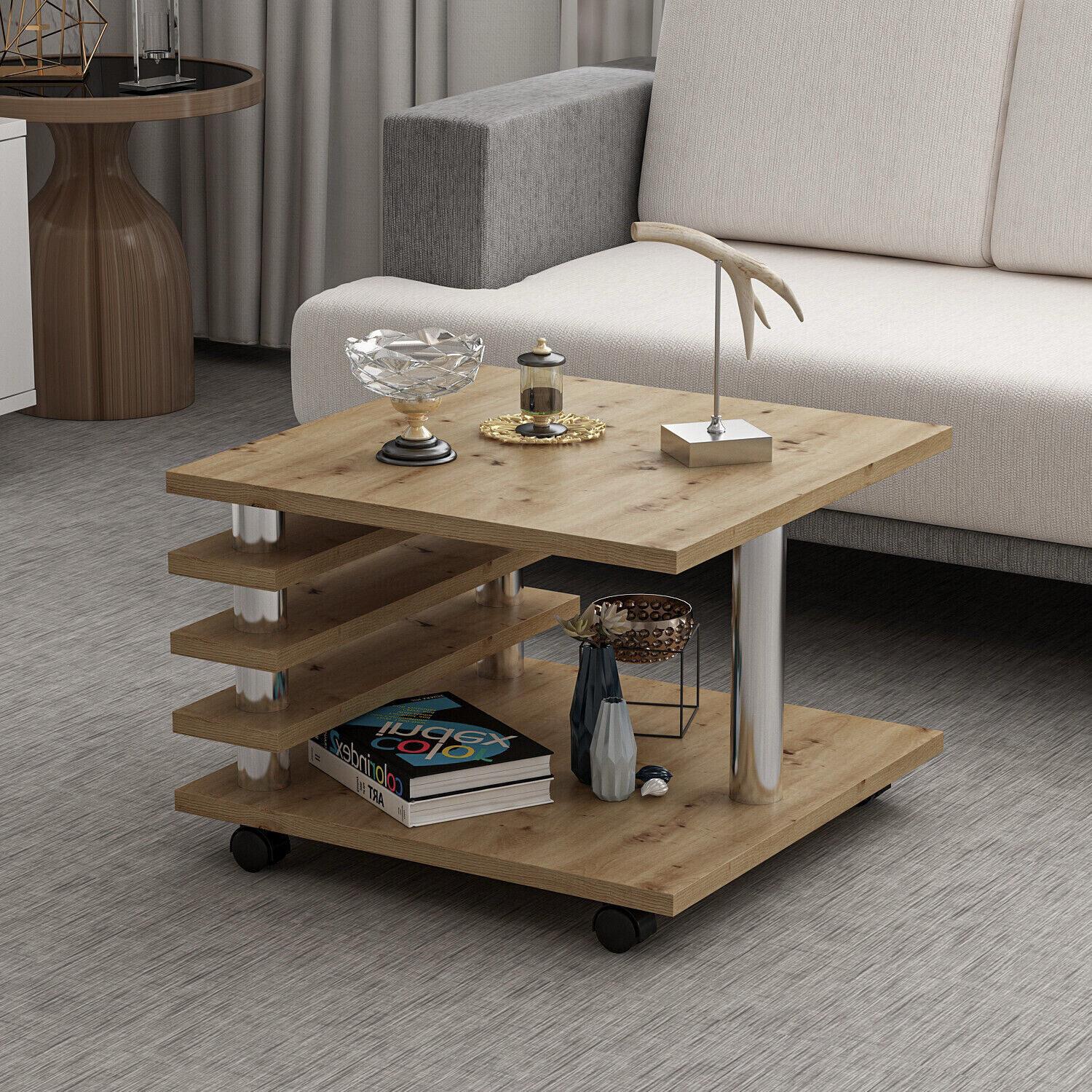 Couchtisch 65x65 cm Wohnzimmer Tisch Artizan Eiche Baarn Tische Beistelltisch 1