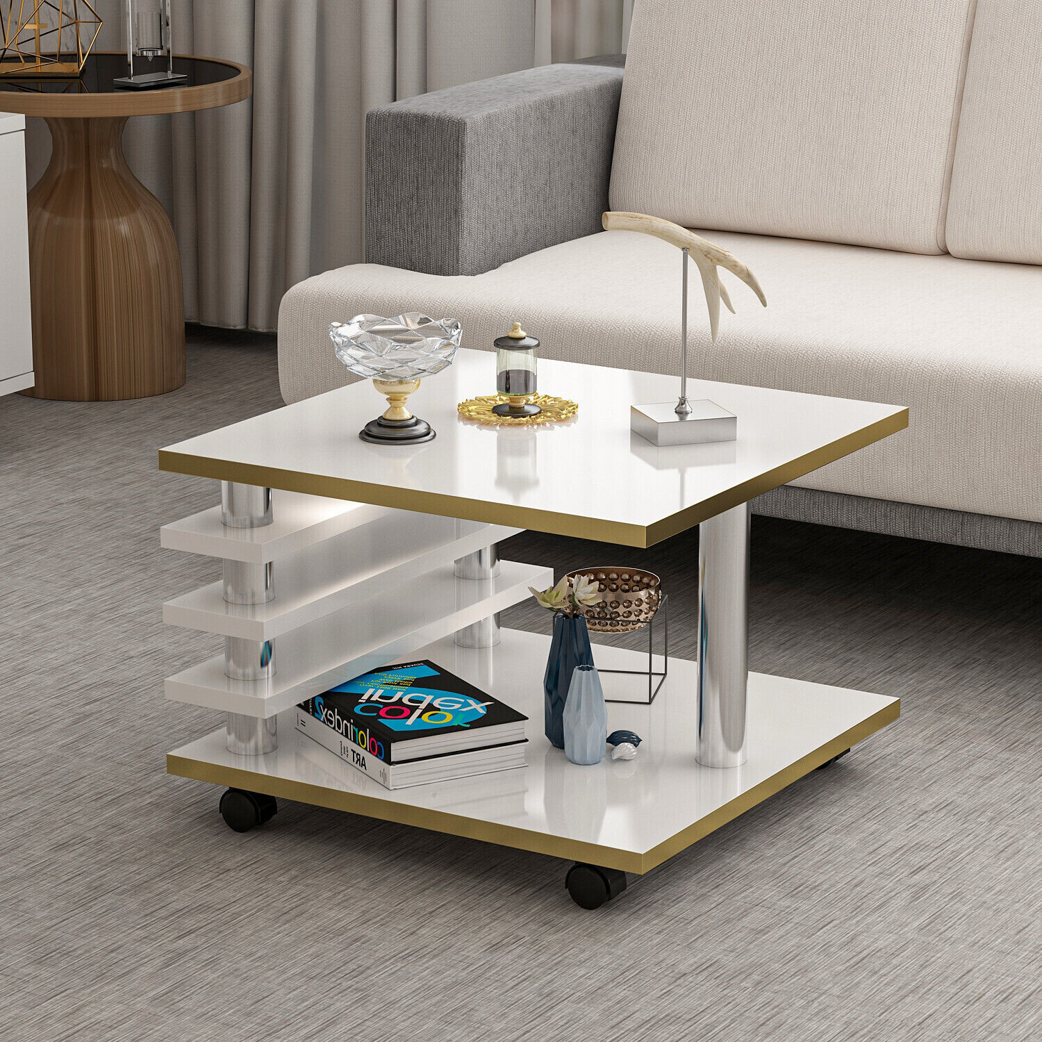 Artikelfoto. Seite mit Angebotsdetails anzeigen. Angebot Couchtisch 65 x 65 cm Wohnzimmer Tisch Weiß / Gold Baarn Tische Beistelltisch 1 Couchtisch 65 x 65 cm Wohnzimmer Tisch Weiß / Gold Baarn Tische Beistelltisch 1