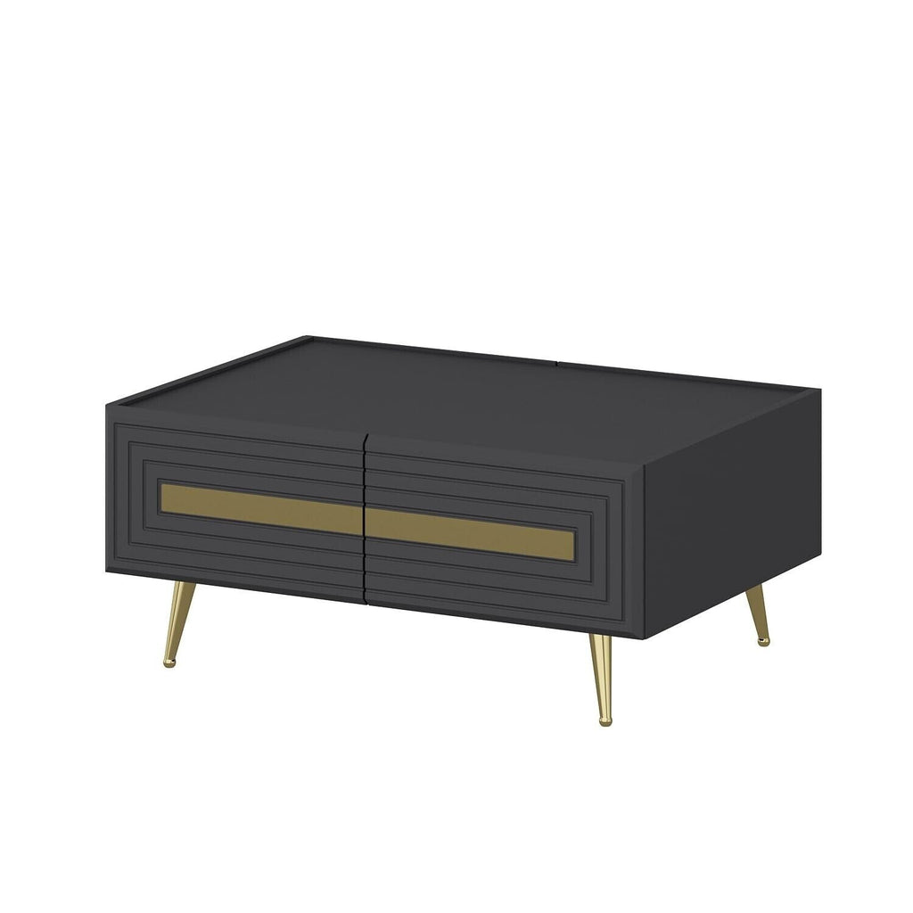 Couchtisch 90 x 64cm Wohnzimmer Tisch Gold jose antrazhit Tische Beistelltisch 1