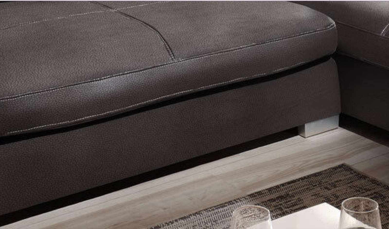 Design Couchgarnitur Anthrazit Sofa K-Leder Eck Big Sofa Wohnlandschaft Links