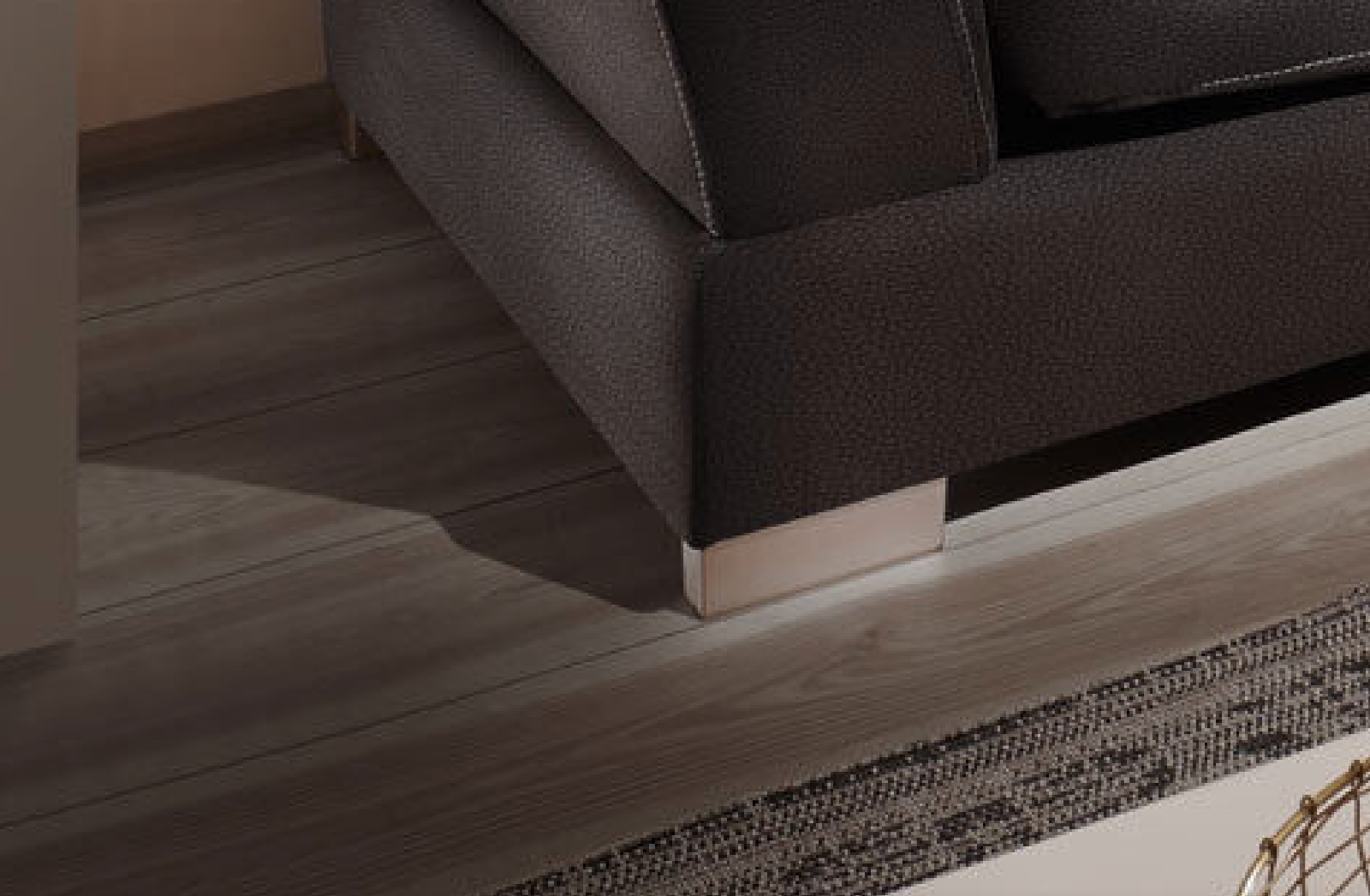 Design Couchgarnitur Anthrazit Sofa K-Leder Eck Big Sofa Wohnlandschaft Links