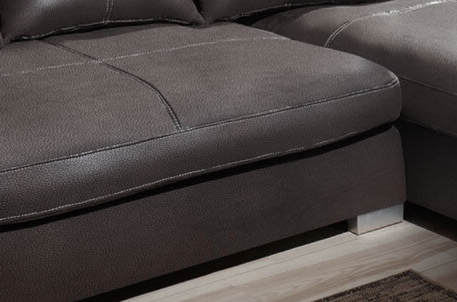 Design Couchgarnitur Anthrazit Sofa K-Leder Eck Big Sofa Wohnlandschaft Links