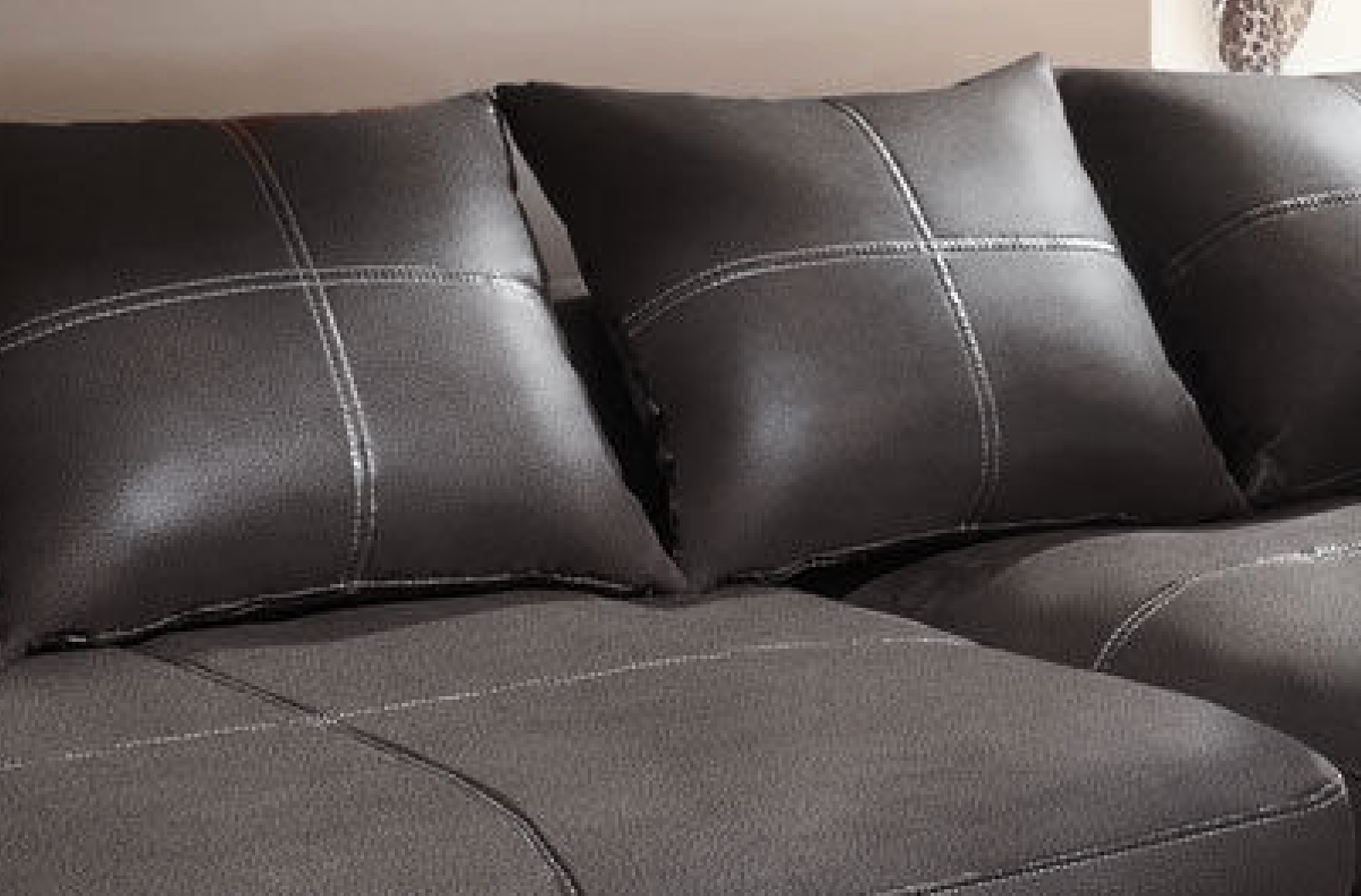 Design Couchgarnitur Anthrazit Sofa K-Leder Eck Big Sofa Wohnlandschaft Links