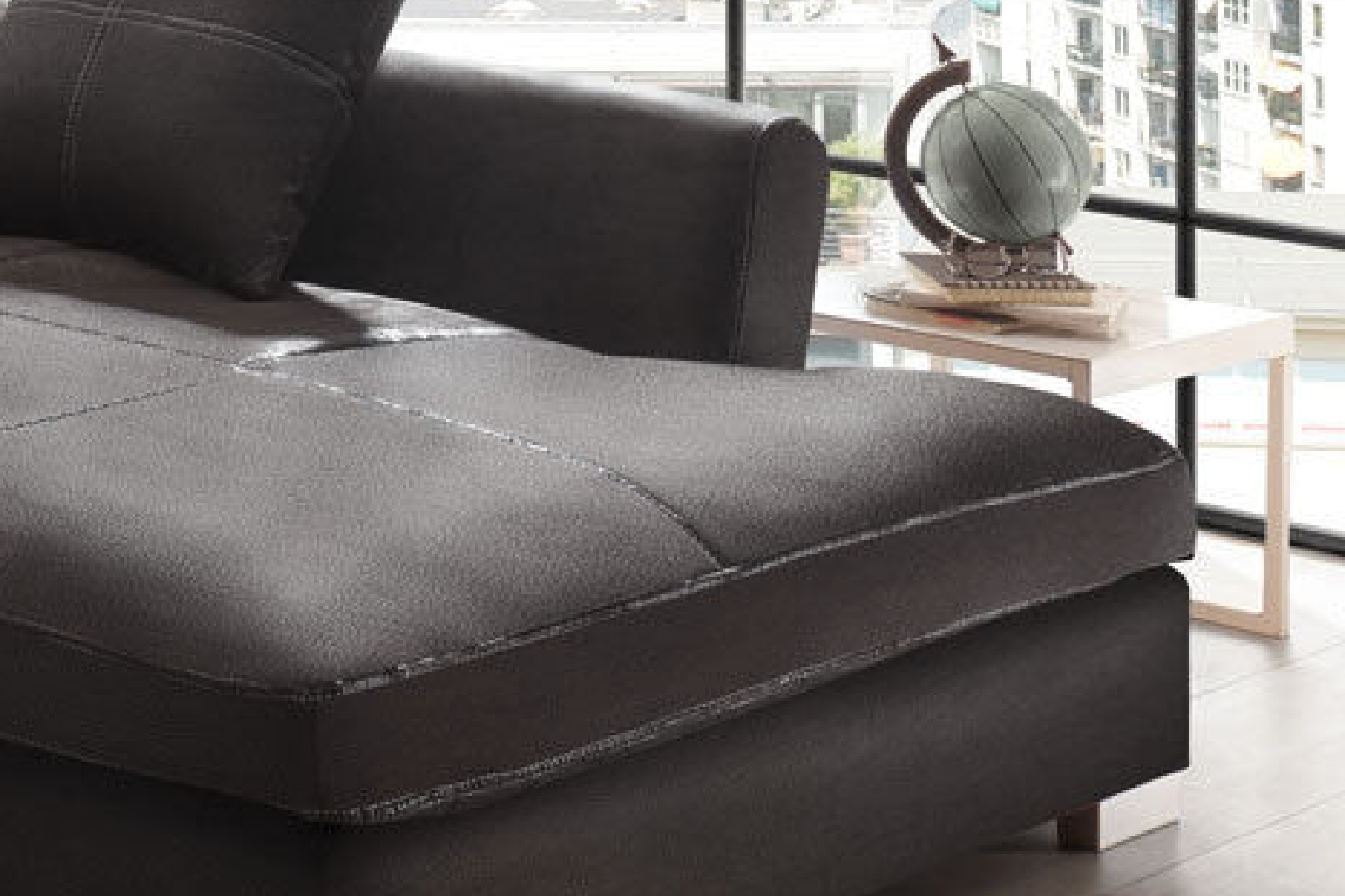 Design Couchgarnitur Anthrazit Sofa K-Leder Eck Big Sofa Wohnlandschaft Links
